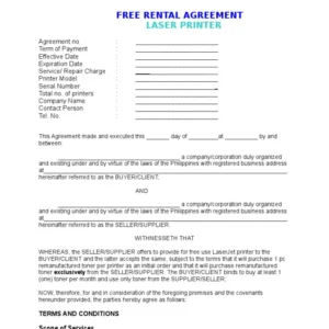 Rental Agreement Printing